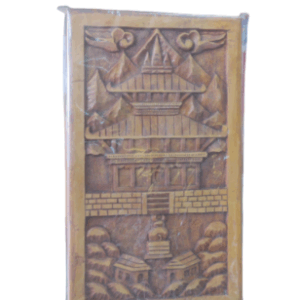 Pashupati temple wood carving wall hanging with table stand