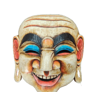 Wooden laughing buddha mask
