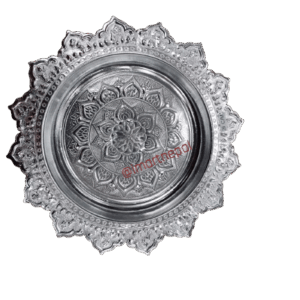 Thai Sliver Coated Aluminium Traditional Tray With Pedestal
