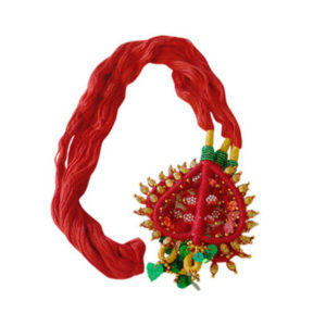 Red Dhago with Golden & Green Tassels
