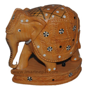 Wooden Elephant with Stand