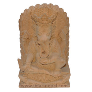Light Brown Wooden Ganesh Statue