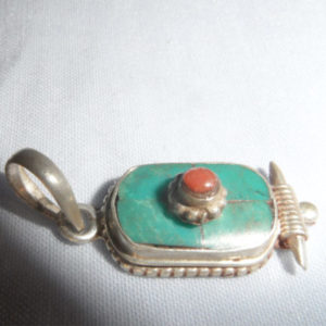Turquoise with Coral Pendant